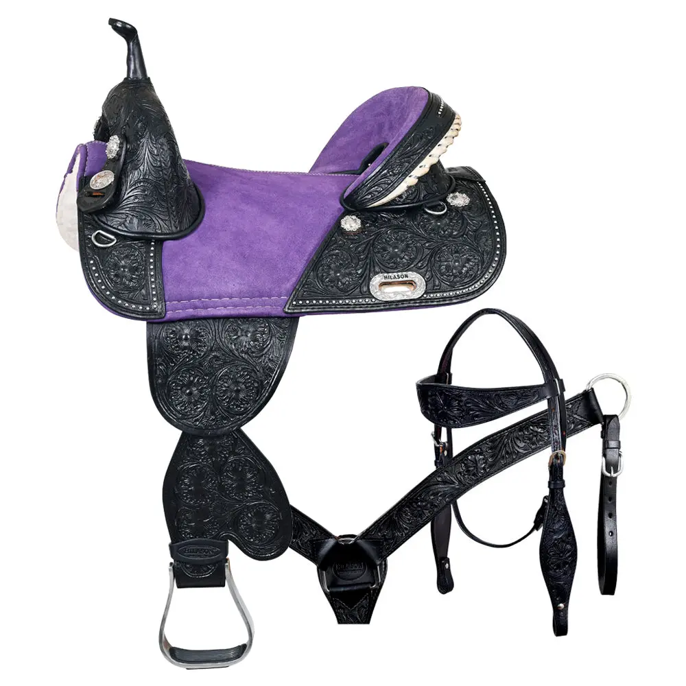 Hilason Western Horse Saddle American Leather Trail Barrel Racing | Treeless For Horses 1