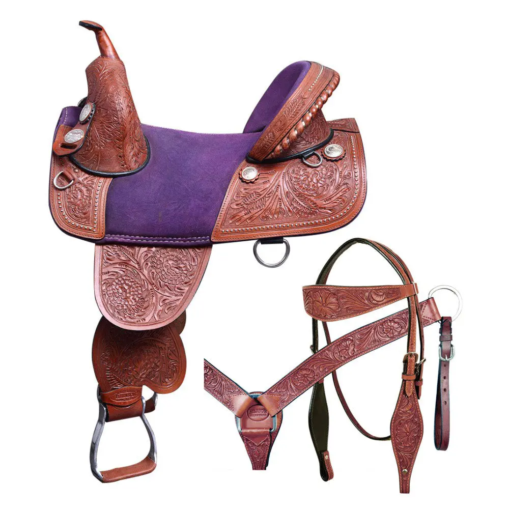 Hilason Horse Saddle American Leather Trail Barrel Racing | Western Treeless For Horses 1