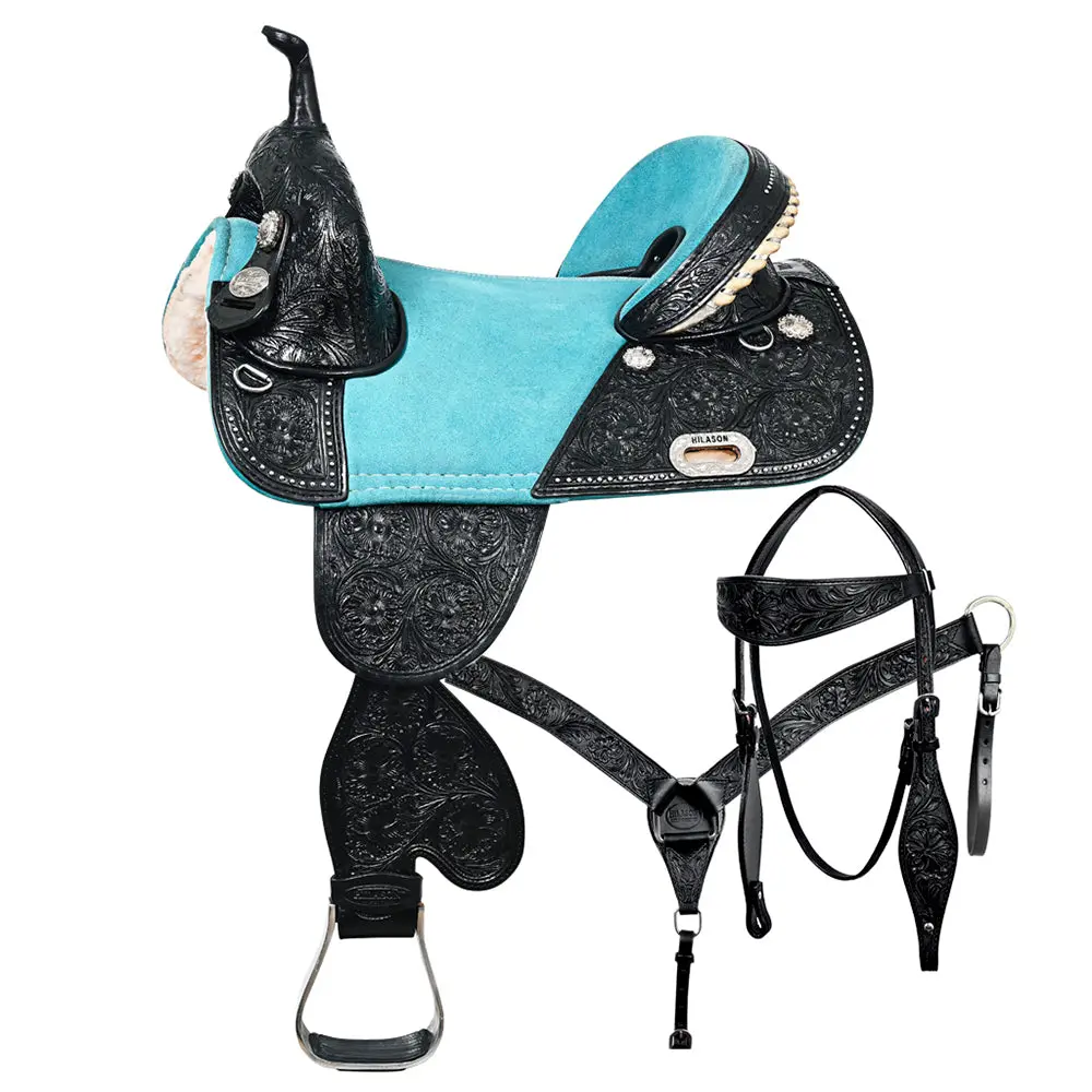 Hilason Western Horse Saddle Treeless American Lather Trail Barrel Tack | For Horses Leather 1