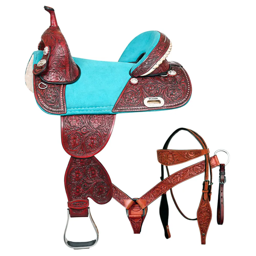 Hilason Western Horse Treeless American Lather Trail Barrel Saddle | For Horses Leather 1