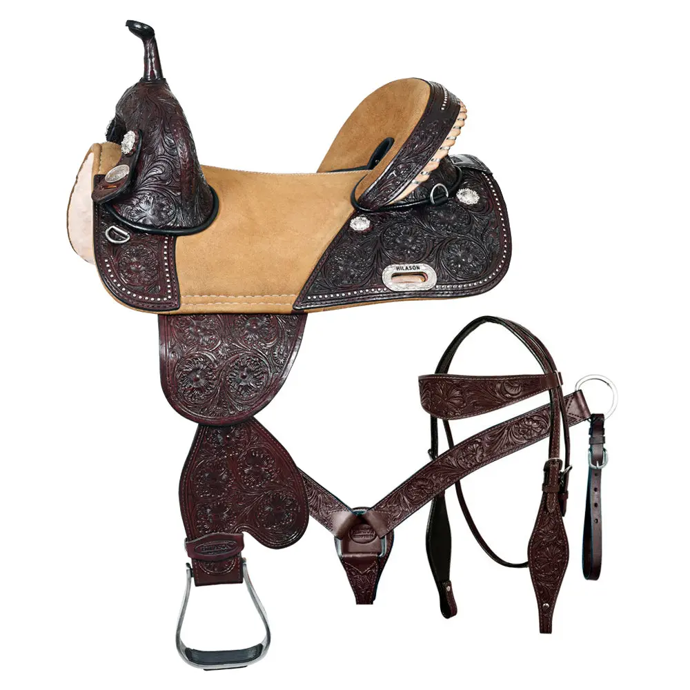Hilason Western Horse Saddle Treeless American Leather Trail Barrel | For Horses 1