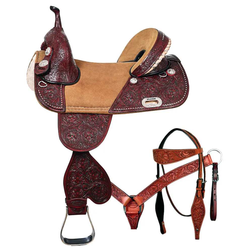 Hilason Western Horse Saddle American Leather Trail Barrel Racing | Treeless For Horses 1