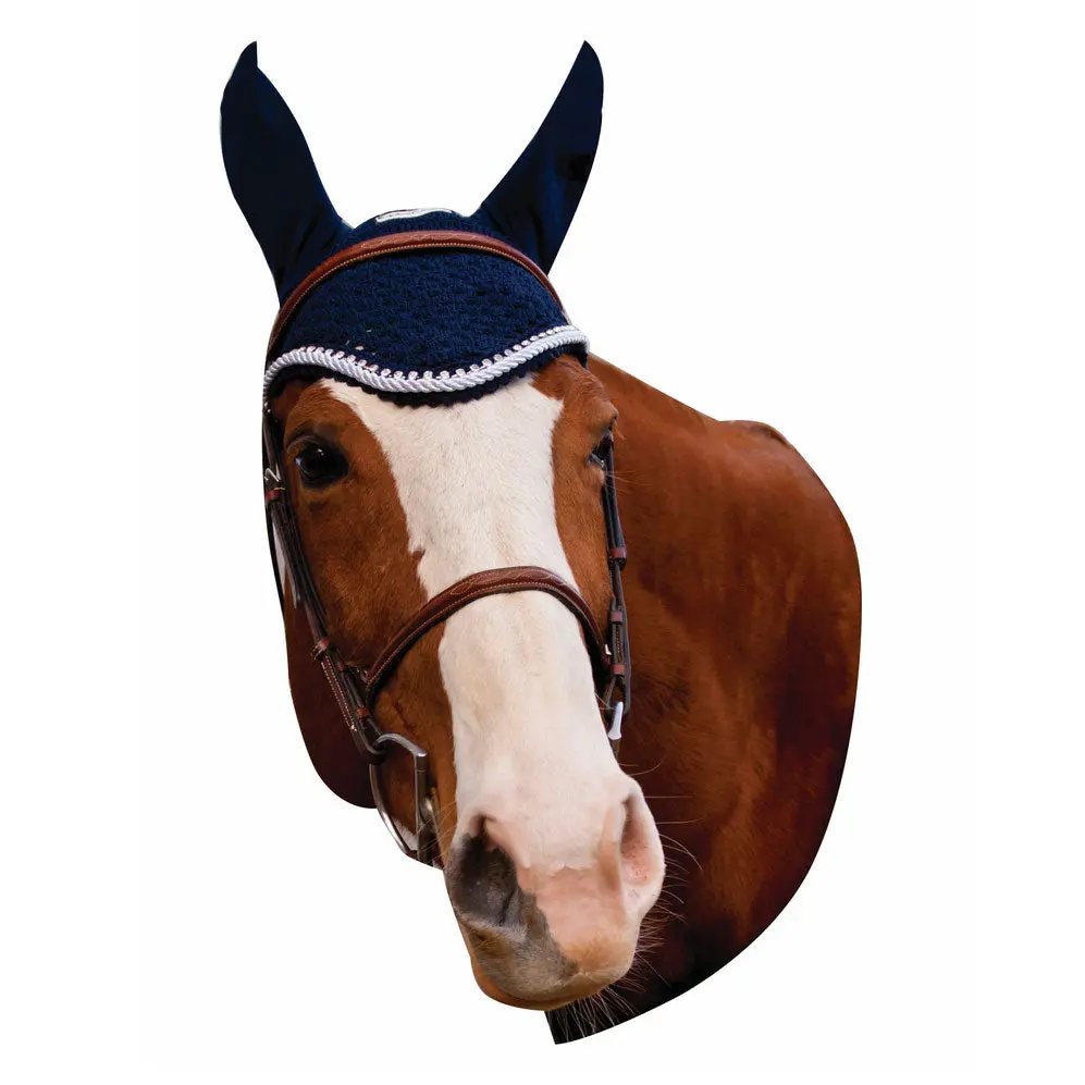 Equine Couture Fly Bonnet With Silver Rope & Crystals 1