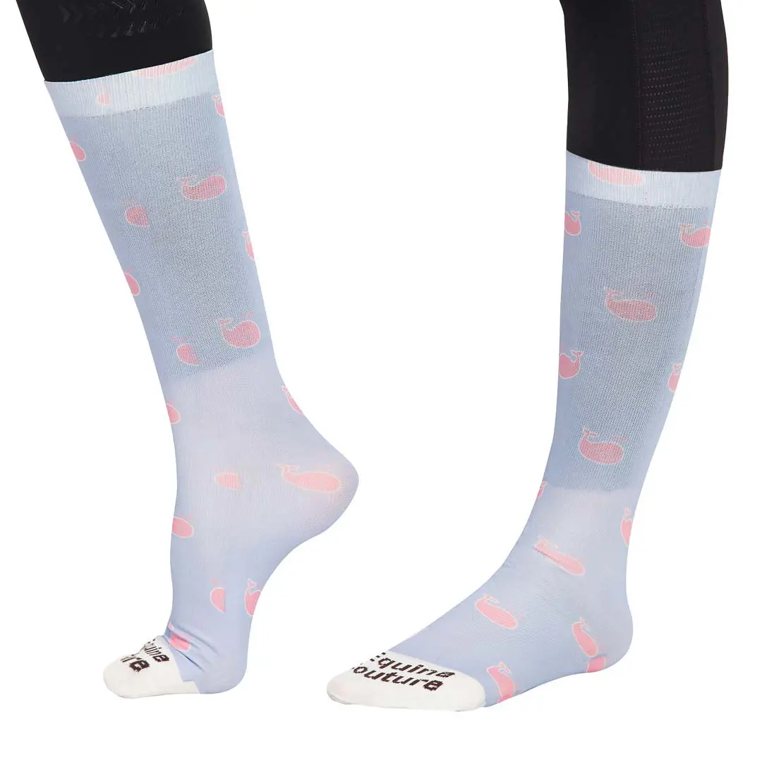 Equine Couture Ladies Whales Half Padded Knee Hi Boot Socks 1