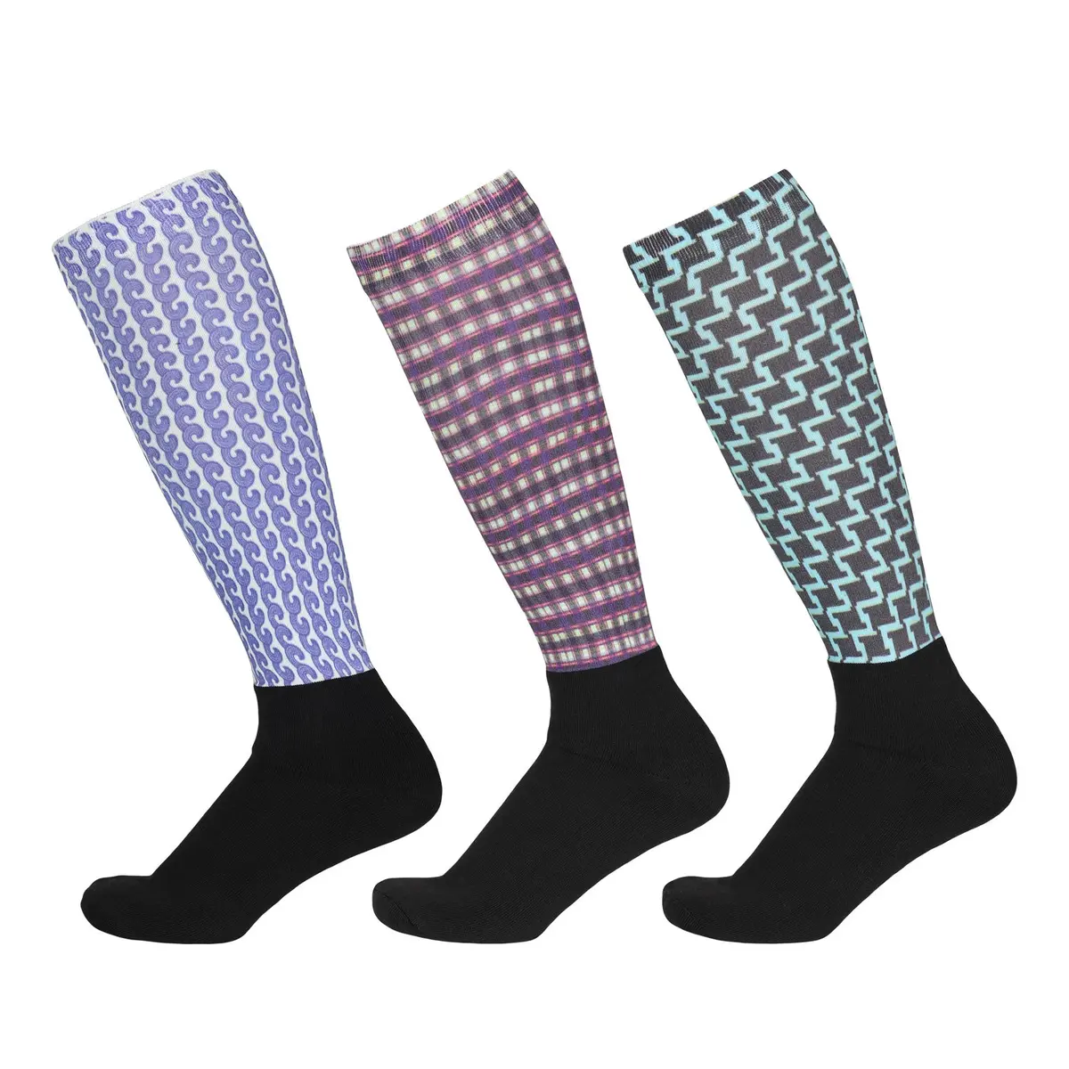 Equine Couture Ladies Lola Padded Knee Hi Boot Socks - 3 Pack 1