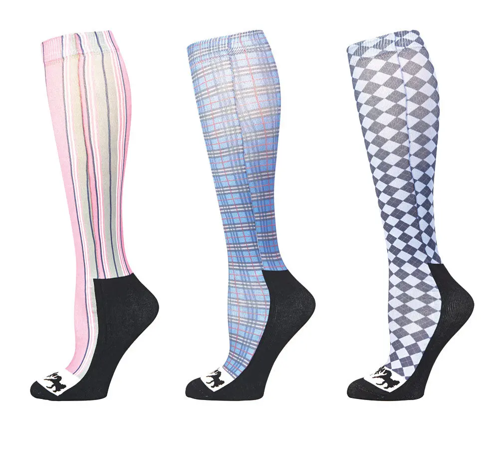 Equine Couture Ladies Isabel Padded Knee Hi Boot Socks - 3 Pack 1