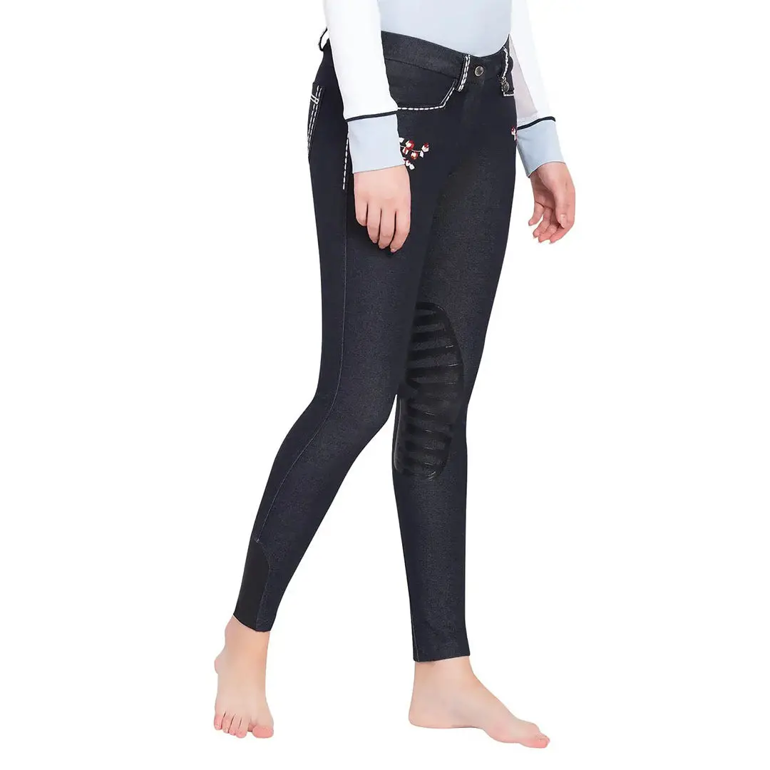 Equine Couture Ladies Alice Denim Embroidered Breeches 2
