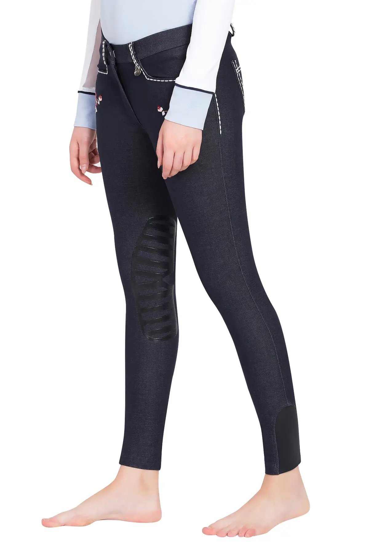 Equine Couture Ladies Alice Denim Embroidered Breeches 3