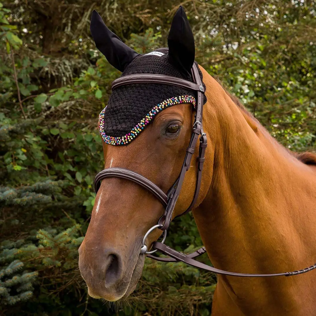 Equine Couture Beaded Fly Bonnet for Equine Use - Image 2