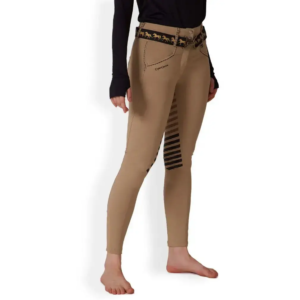 Equine Couture Saddle Stitch Extended Knee Patch Ladies Breeches 1