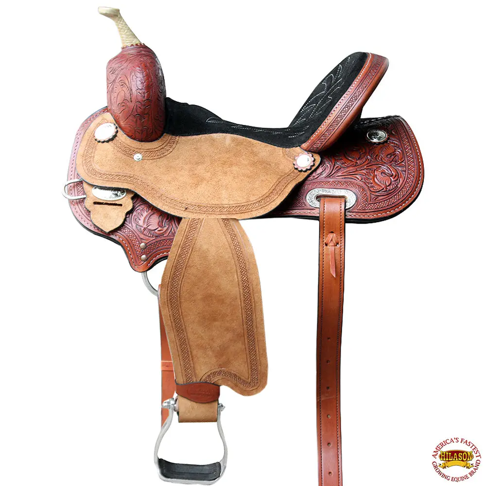 Hilason Western Leather Horse Saddle Barrel Racing Trail Pleasure | Treeless For Horses 1