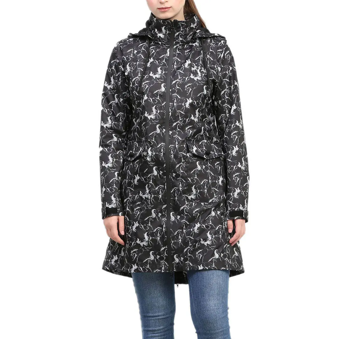 Equine Couture Ladies Linear Horse Rain Full Length Jacket 1