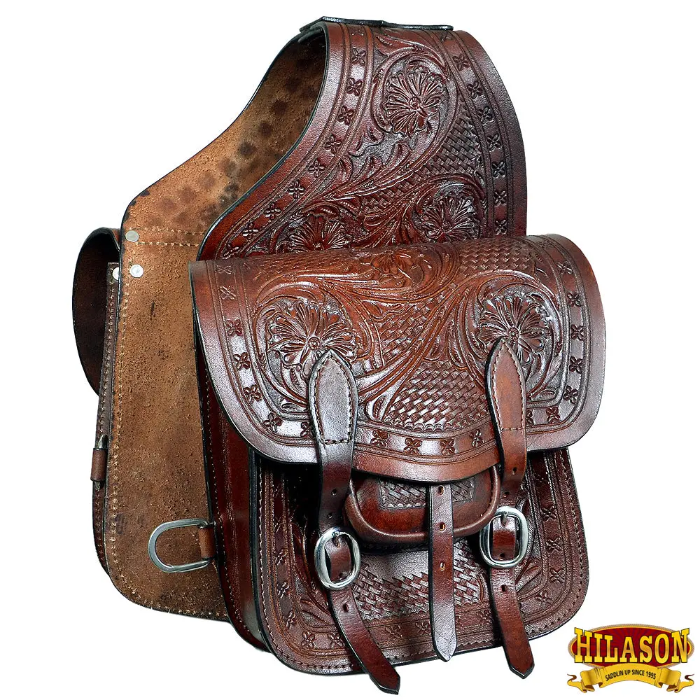 Hilason Soft Leather Horse Saddle Bag Mahogany | Equestrian Western Adjustable Closure 1