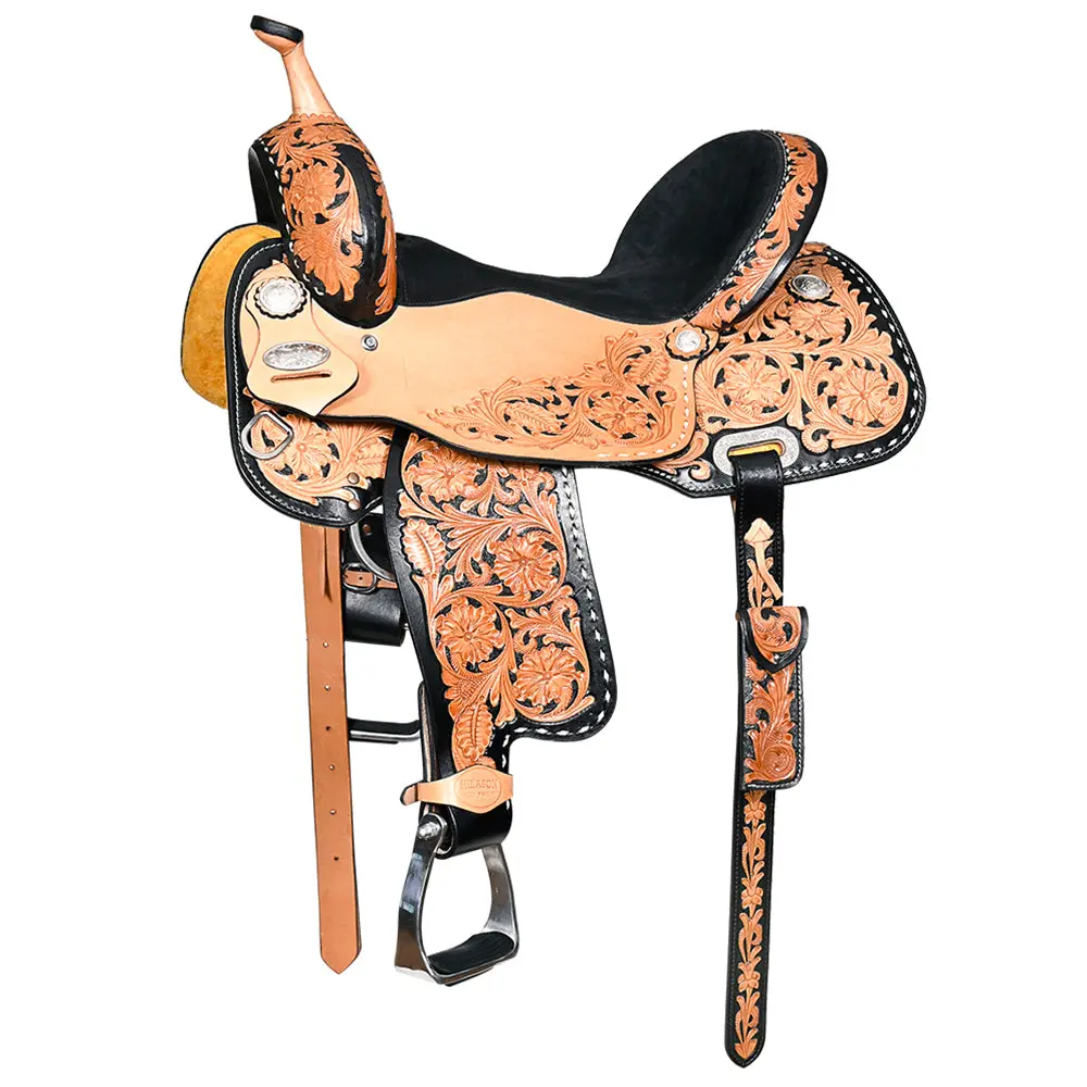 Hilason Western Horse Barrel Racing Saddle Trail American Leather | For Horses 1