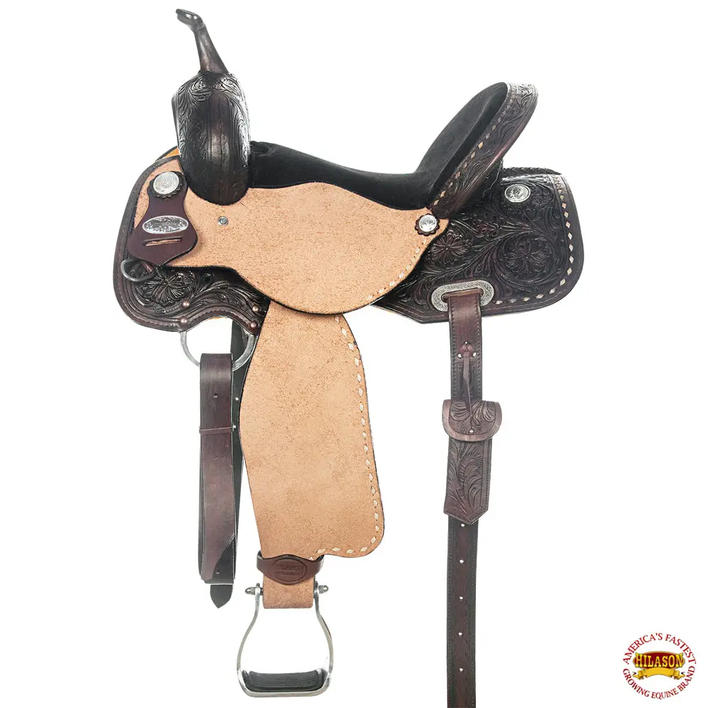 Hilason Western Horse Barrel Saddle Trail Pleasurer Leather | Treeless For Horses 1