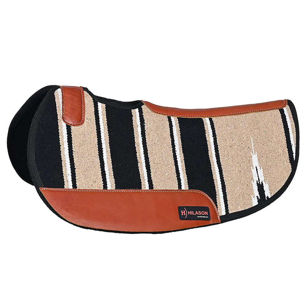 Hilason Western Wool Felt Contoured Horse Saddle Pad W/ Distressed Wear Leather | For Horses 1