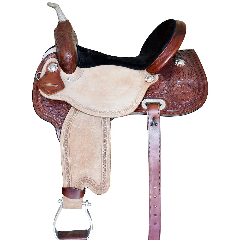 15 In Hilason Western Horse Barrel Racing Saddle Trail American Leather Tan 1