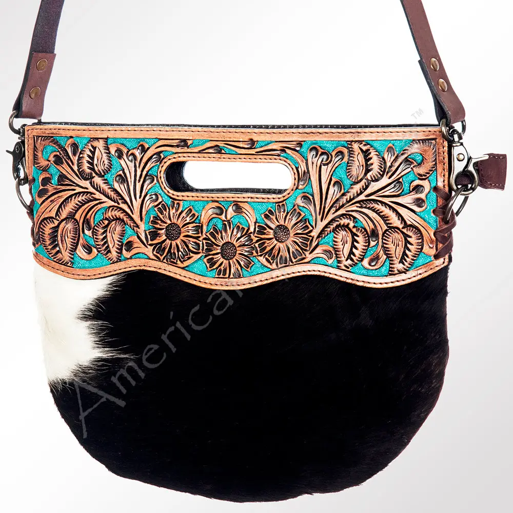 American Darling Western Leather Clutch Bag Hand Tooled Floral Carved Cowhide Purse With Fringes And Ykk Zipper 2