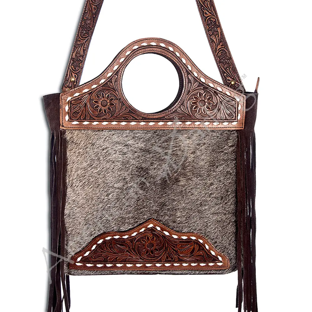 American Darling Western Leather Clutch Bag Hand Tooled Floral Carved Cowhide Purse With Fringes And Ykk Zipper 1