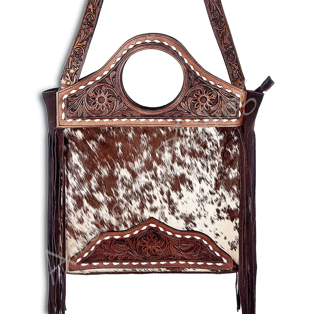 American Darling Western Leather Clutch Bag Hand Tooled Floral Carved Cowhide Purse With Fringes And Ykk Zipper 1