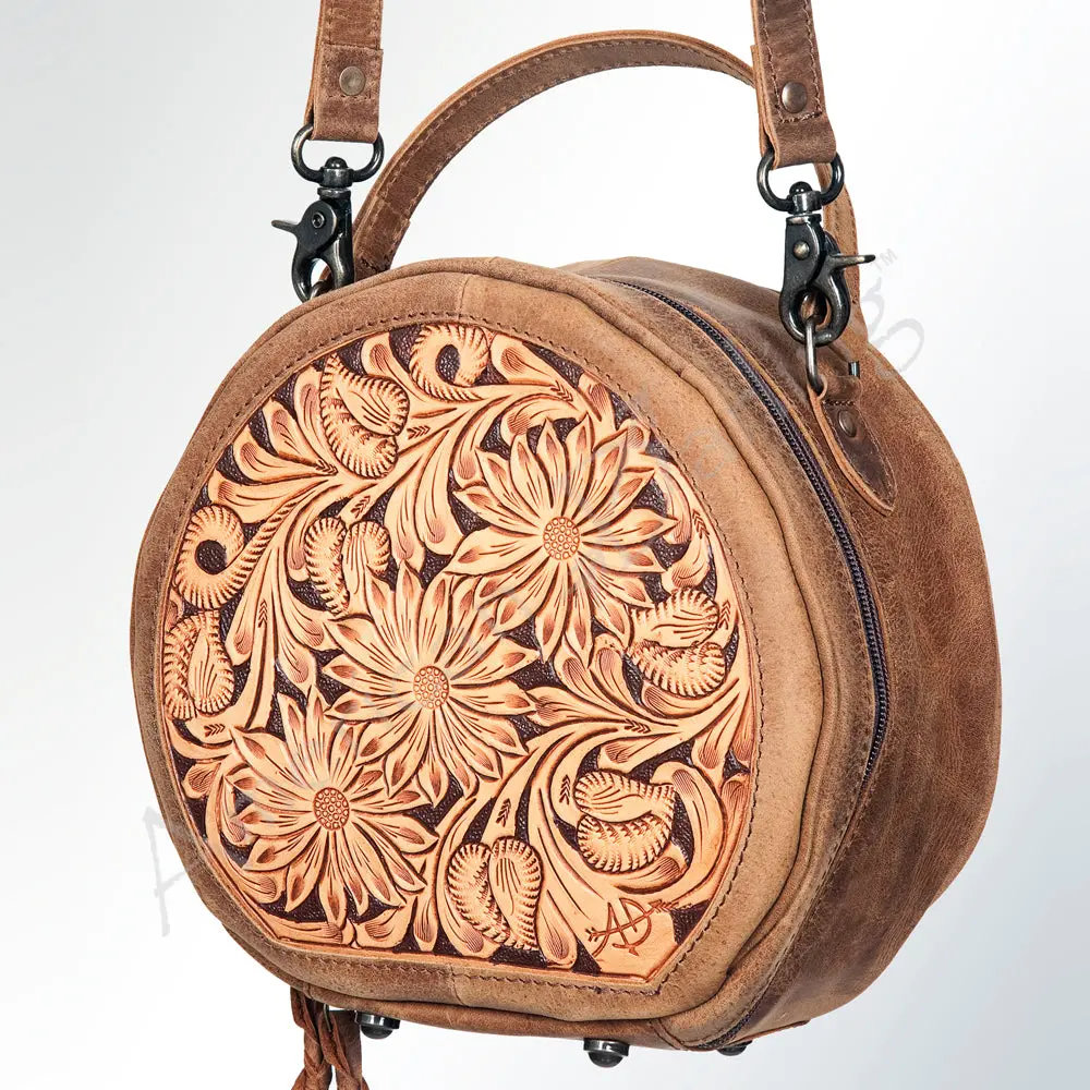 American Darling Canteen Bag Hand Tooled Floral Vegetable Tanned Leather Western Crossbody Purse For Women 1