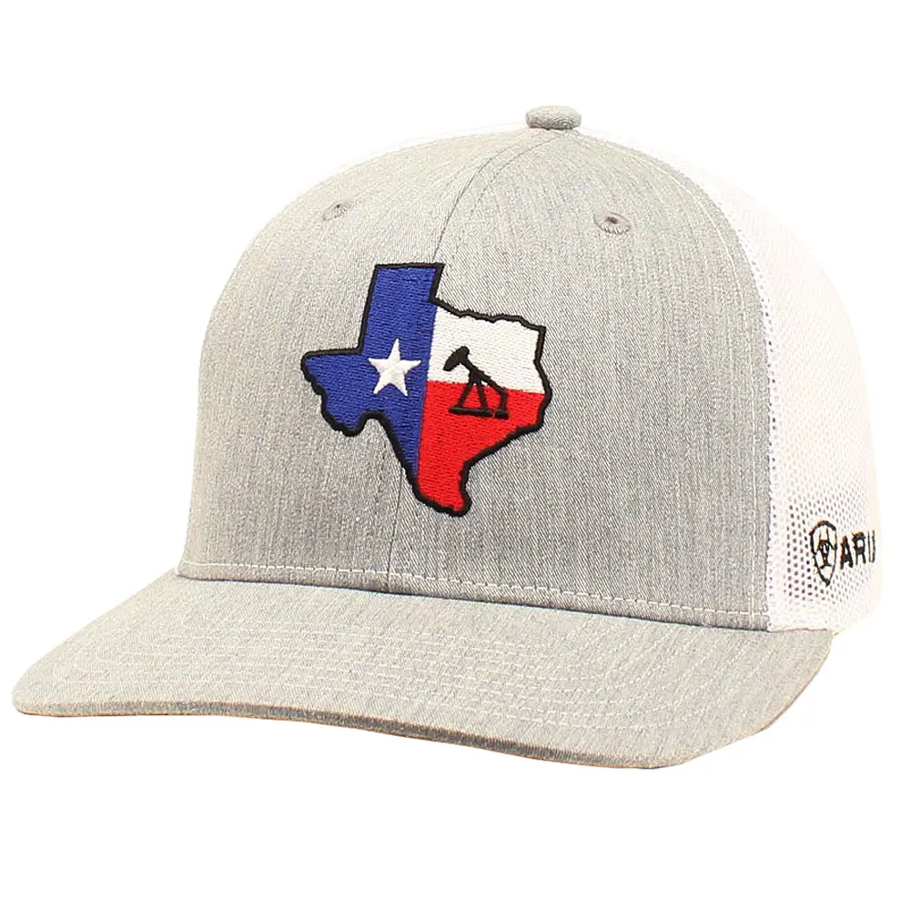 Ariat Signature Logo On Texas State Patch - Gray Block Mens Cap 1