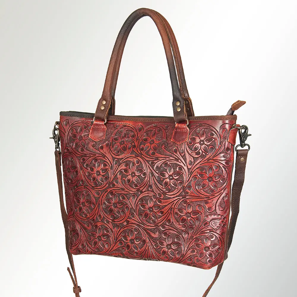 American Darling Tote Bag Handcrafted From Hand Tooled Floral Carved Genuine Leather With Ykk Zipper 3