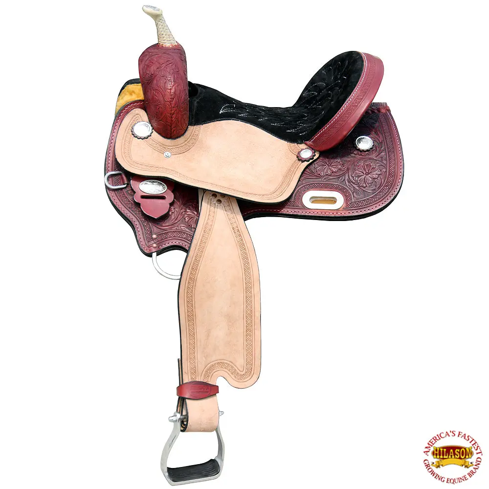 Hilason Western Horse Barrel Saddle Trail Pleasure Leather | Treeless For Horses 1