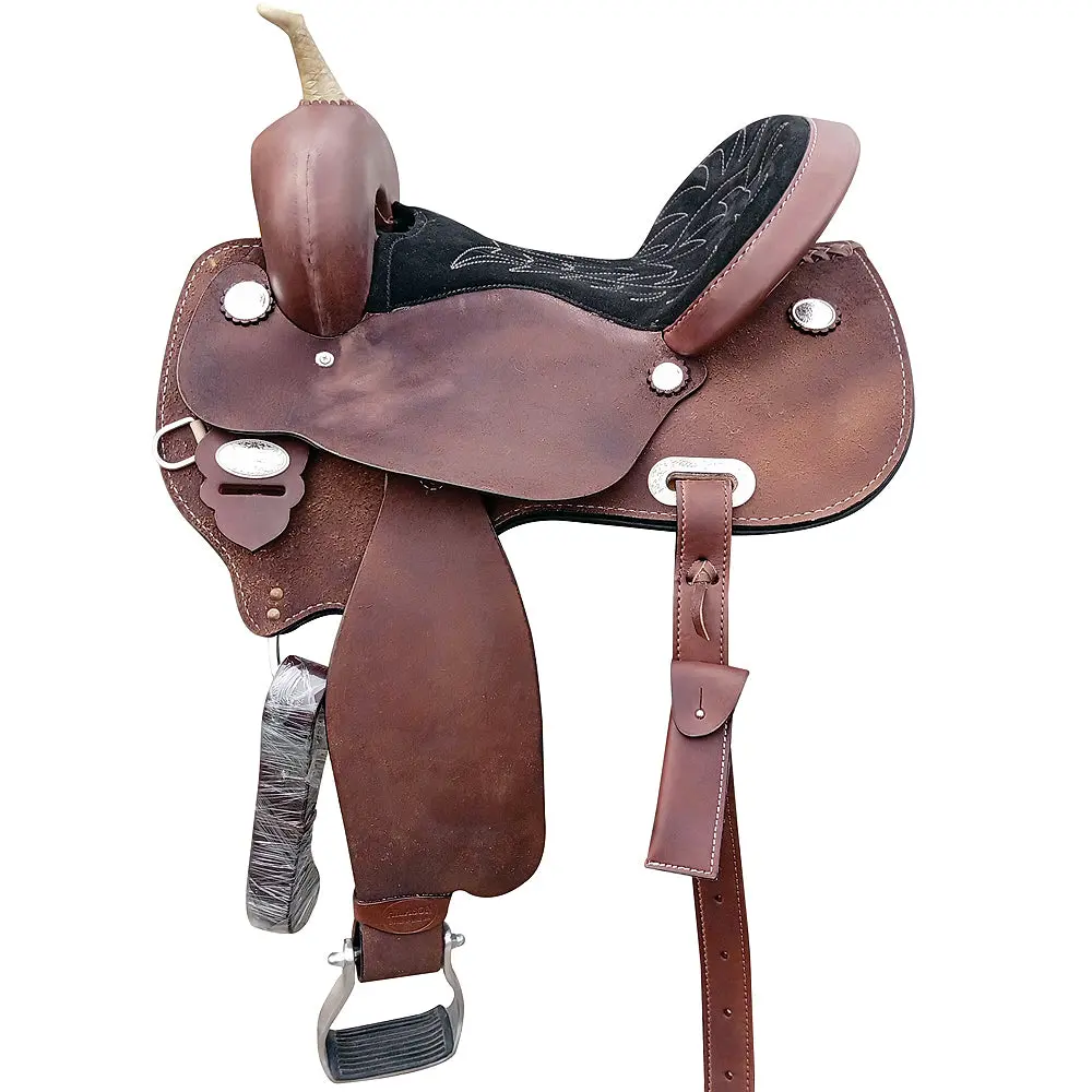 Hilason Western Horse Saddle Leather Barrel Racing Trail Pleasure | Treeless For Horses 1