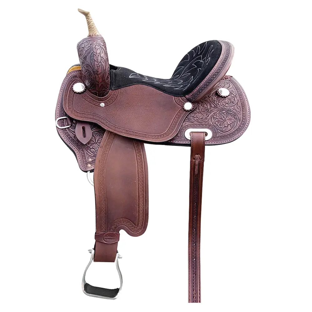 Hilason Western Horse Barrel Racing Saddle Trail American Leather | For Horses 1