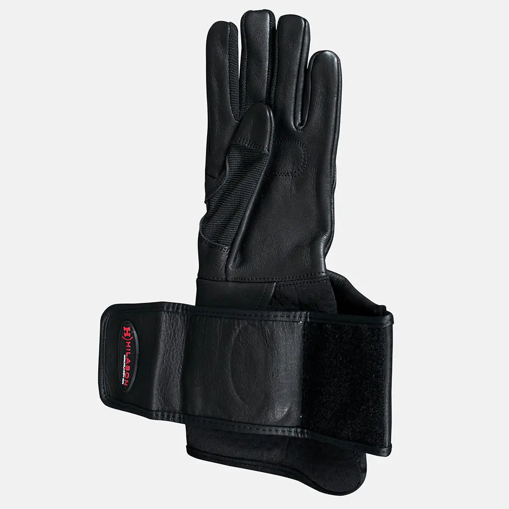 Hilason Bull Riding Gloves Pro Rodeo Genuine Leather Black Left Hand (6" To 10") | Bullback Women Men 1