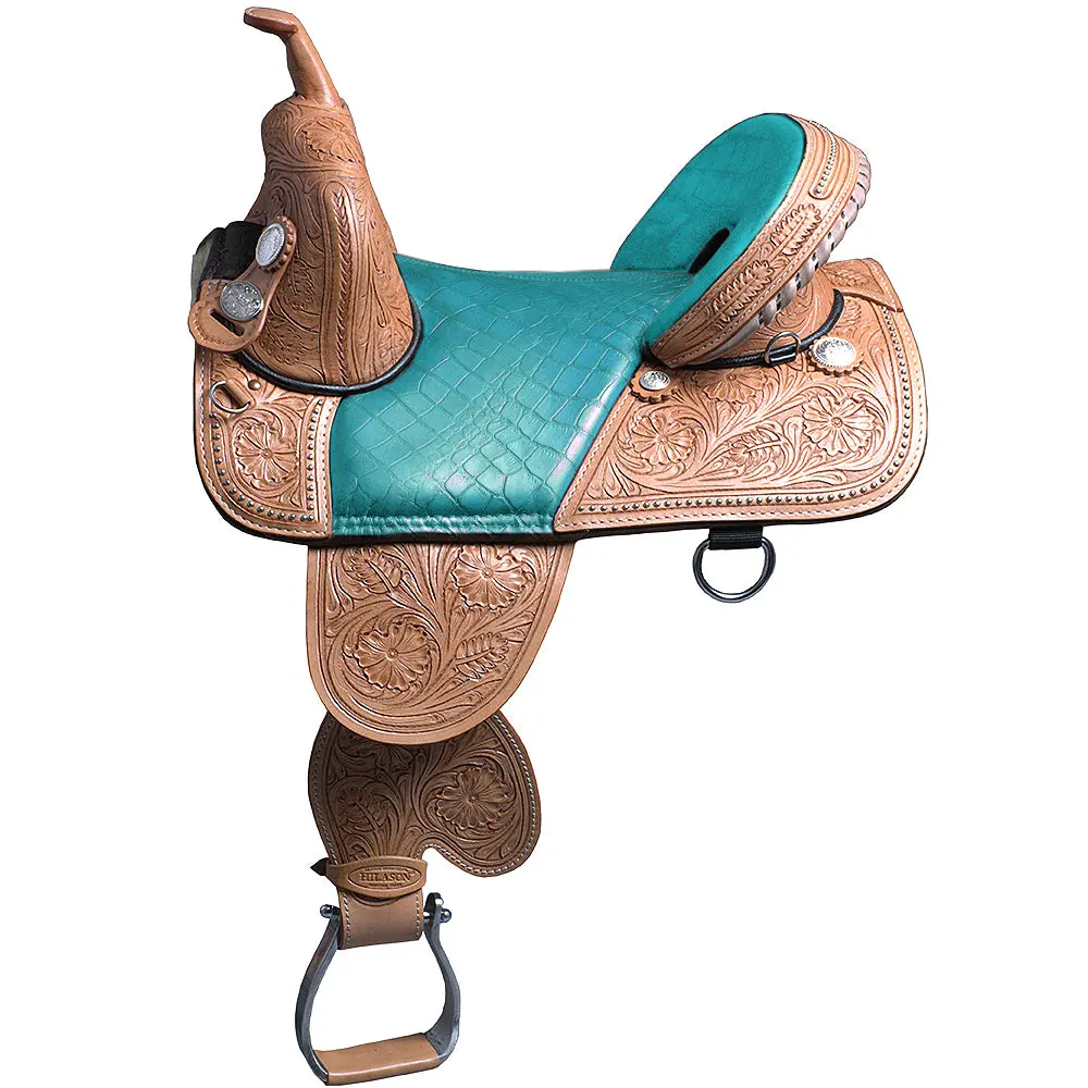 Hilason Western Horse Treeless Trail Barrel Racing American Leather Saddle | For Horses 1
