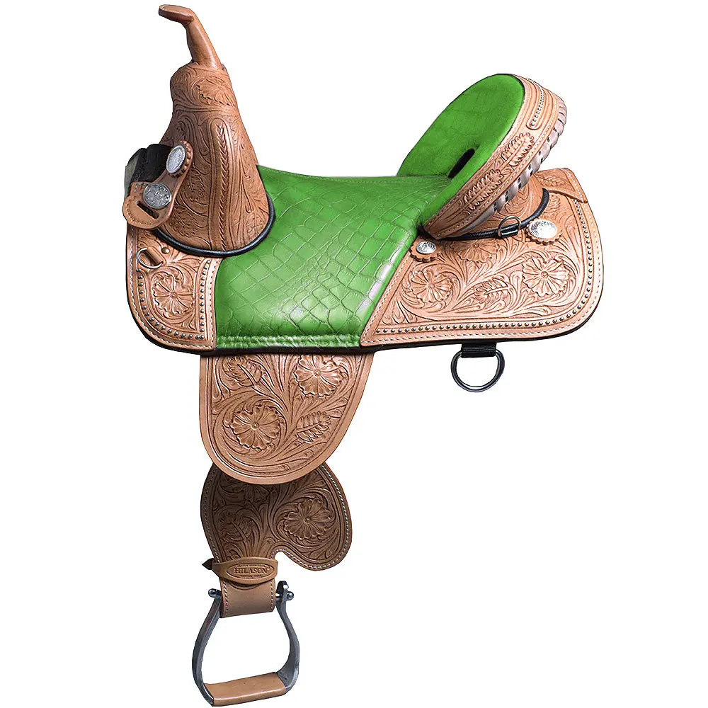 Hilason Western Horse Treeless Trail Barrel Racing American Leather Saddle | For Horses 1