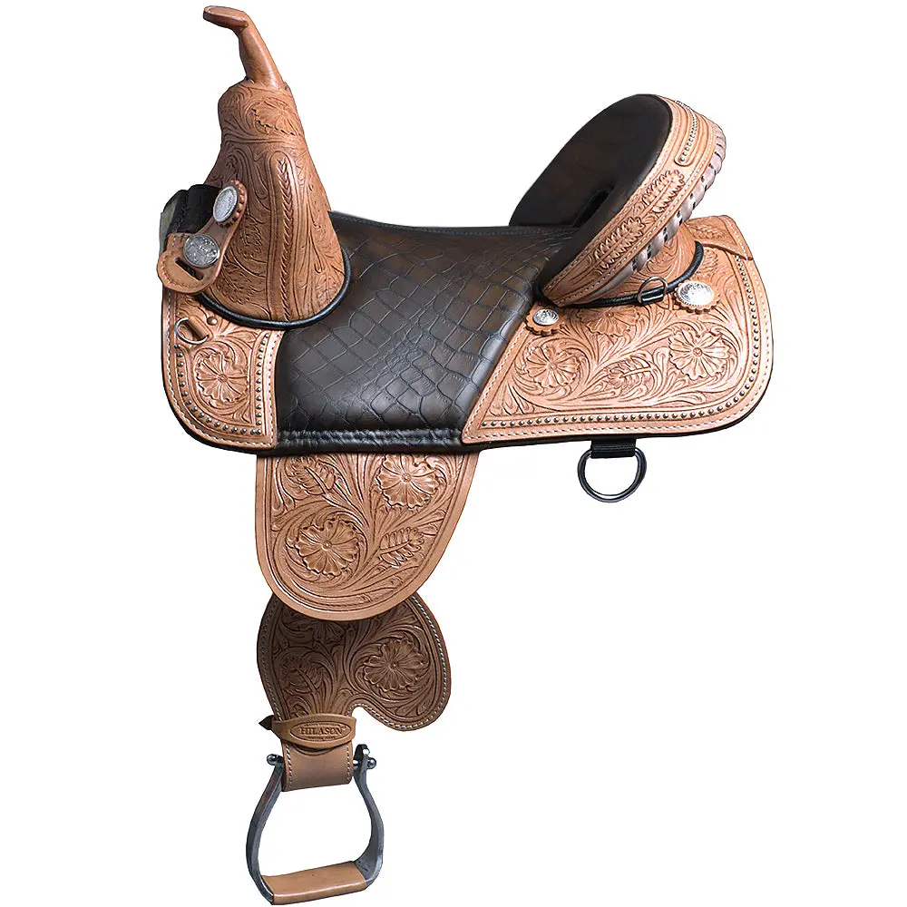 Hilason Western Horse Treeless Trail Barrel Racing American Leather Saddle| Saddle | For Horses 1