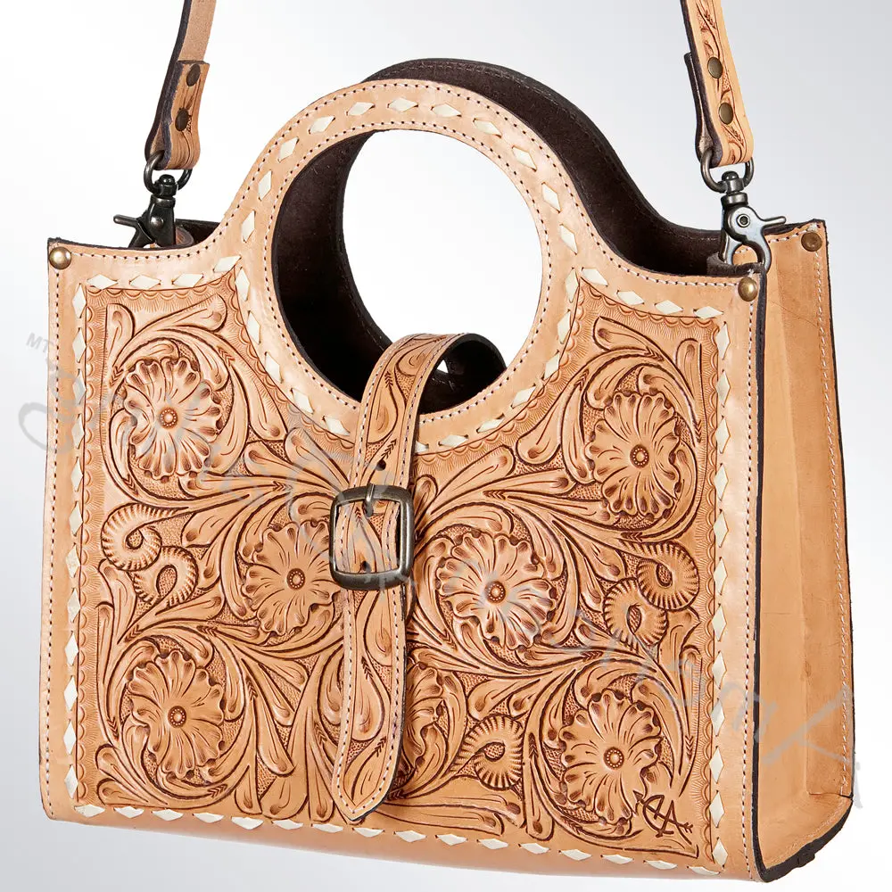 American Darling Western Tote Bag Hand Tooled Floral Carved Genuine Vegetable Tanned Leather Purse With Ykk Zipper 1