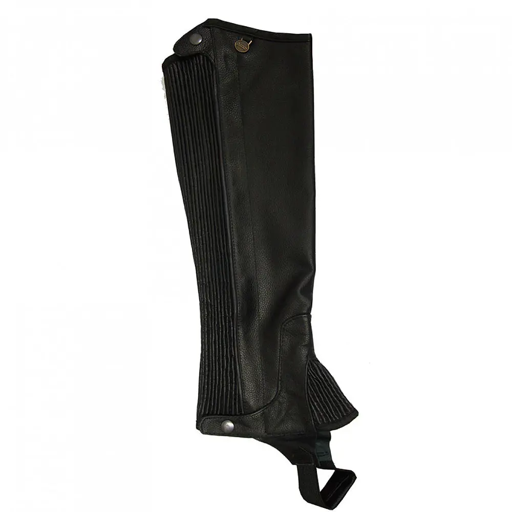 Tall Medium Ovation Ladies Half Chaps Pro Top Grain Leather Black 1
