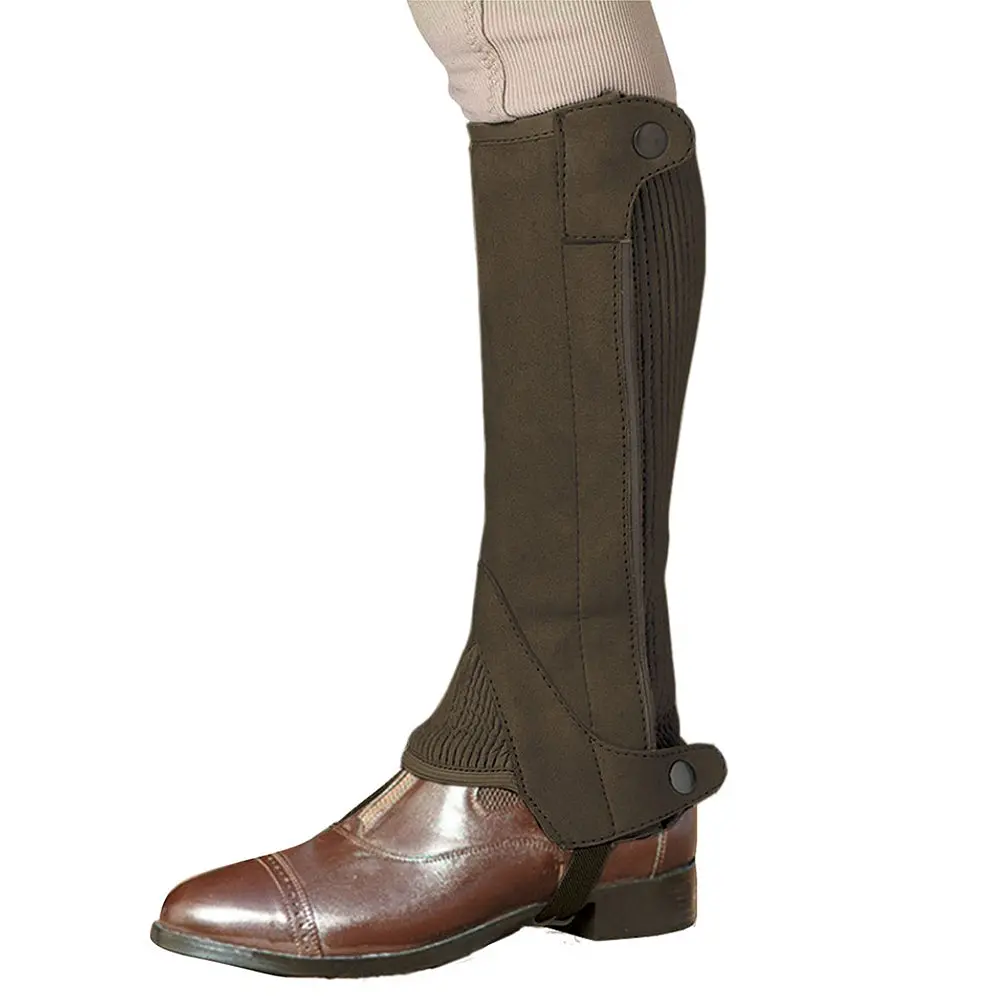 Large Ovation Ladies Half Chaps Elite Amara Ribbed Dark Brown 1
