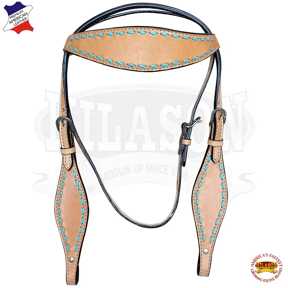 Hilason Western Horse Bridle Headstall Tack Tan American Leather 1