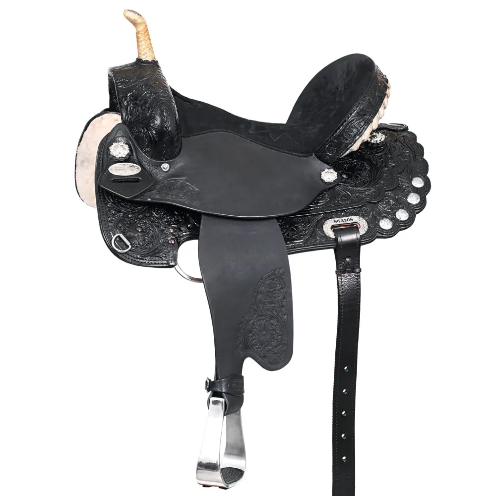 Hilason Western Horse Saddle American Leather Treeless Trail Barrel | For Horses 1