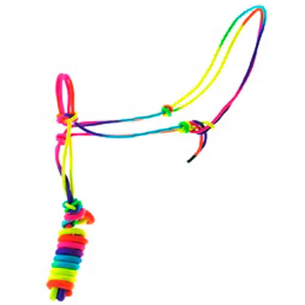 8 Ft Hilason Horse Halter Basic Poly Rope With Lead Rainbow 1