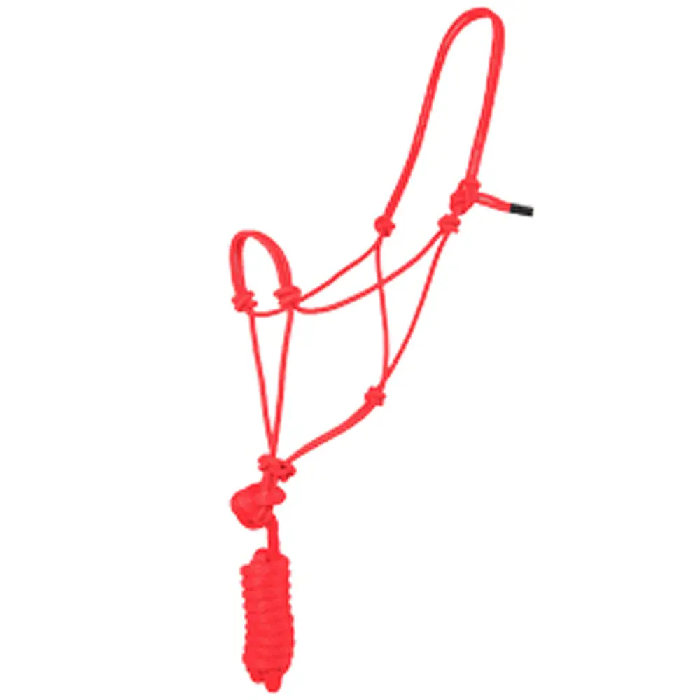 8 Ft Hilason Horse Halter Basic Poly Rope With Lead Red 1