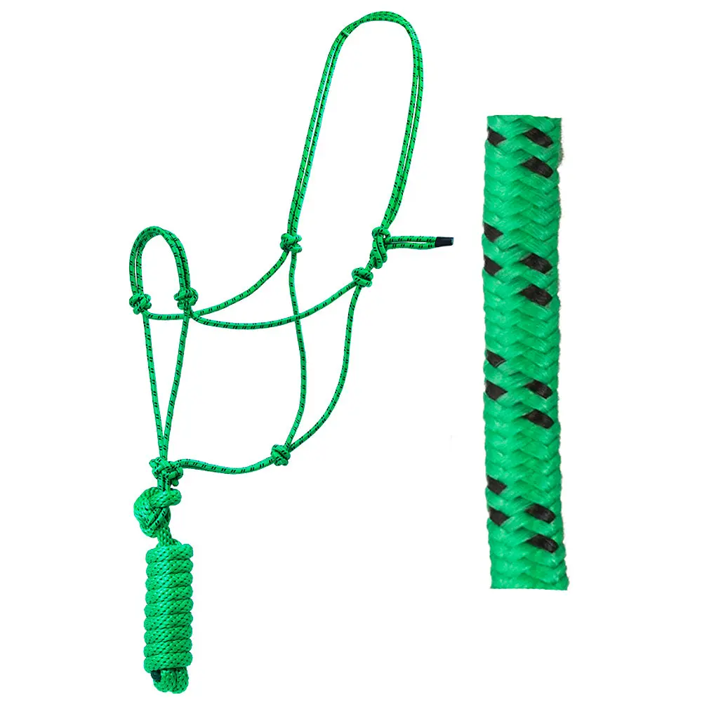 8 Ft Hilason Horse Halter Knotted Basic Poly Rope With Lead Green 1