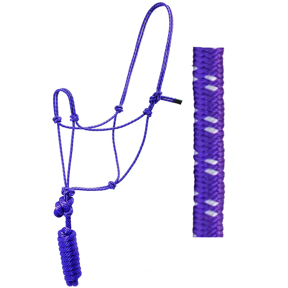 8 Ft Hilason Horse Halter Knotted Basic Poly Rope With Lead Purple 1