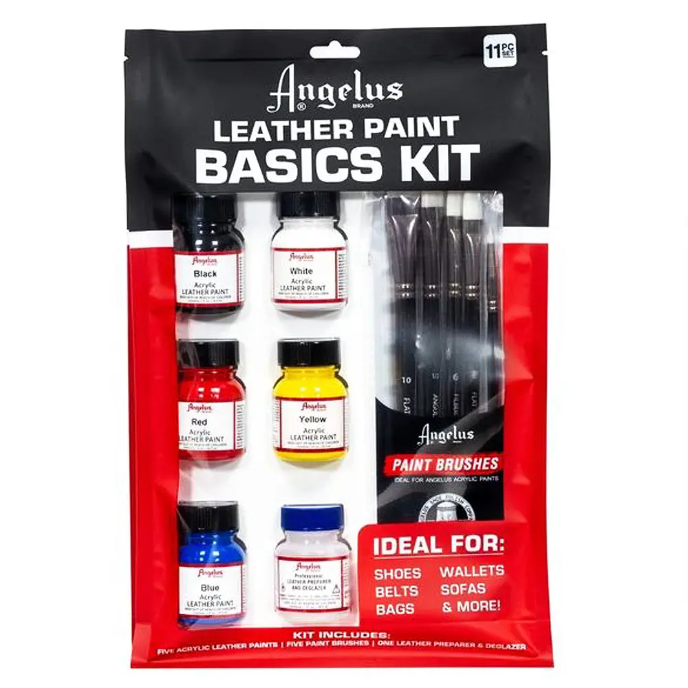 Angelus Leather Paint Basics Kit Of Assorted Colors 1 Ounce 1
