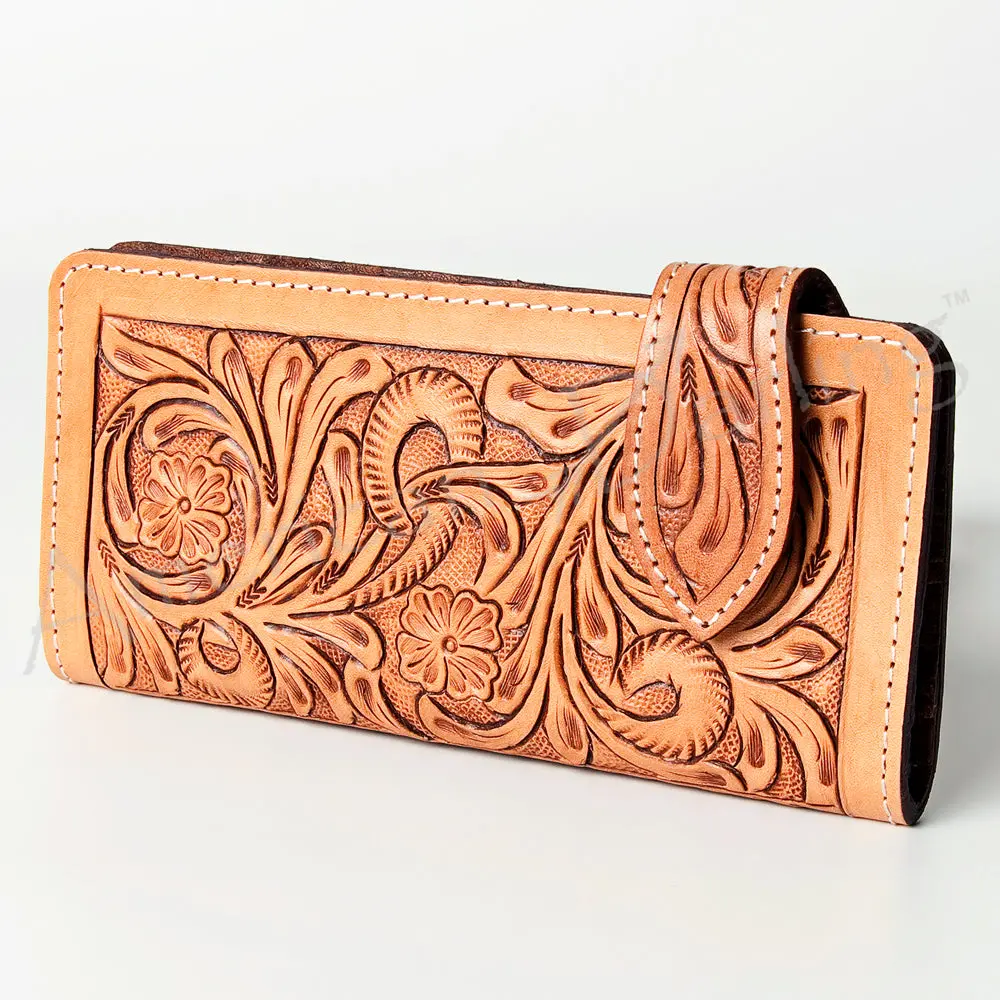 American Darling Wallet Bag Handcrafted From Hand Tooled Floral Genuine Leather With Ykk Zipper And Large Capacity 1