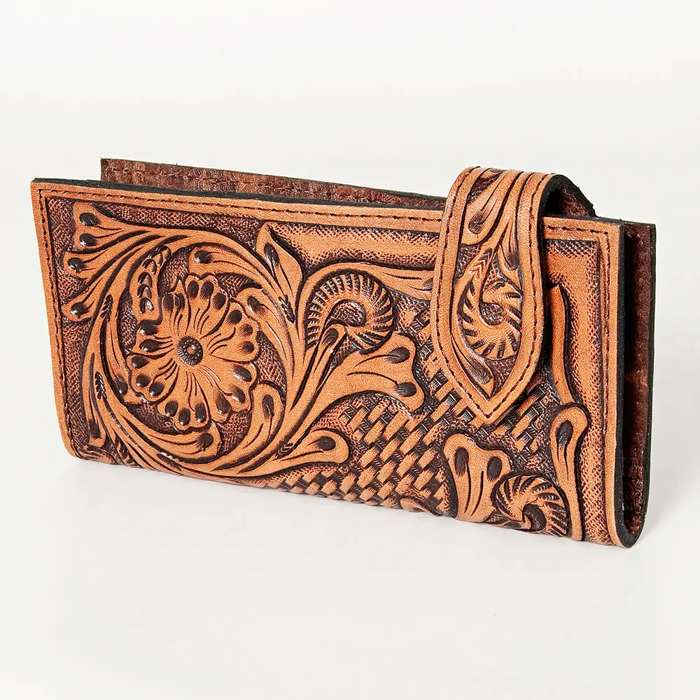American Darling Wallet Bag Handcrafted From Hand Tooled Floral Genuine Leather With Ykk Zipper And Large Capacity 1