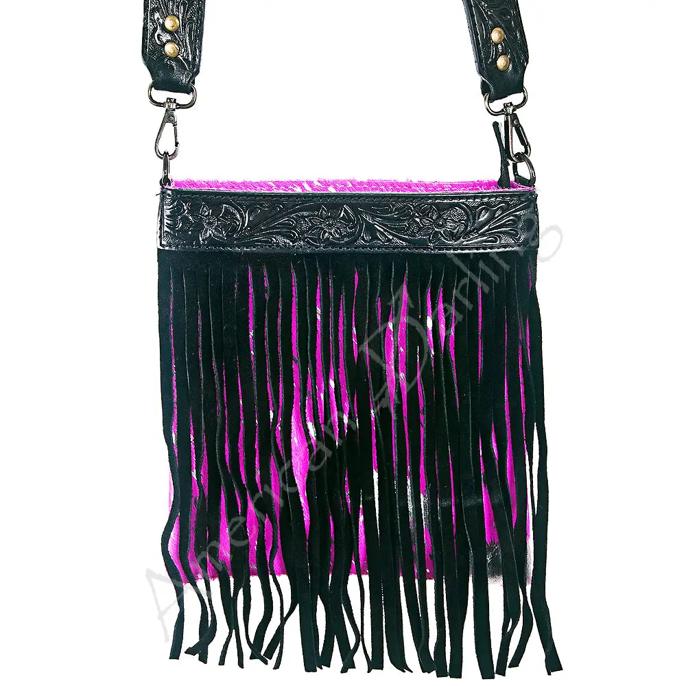 Ameran Darling Women's Crossbody Bag Western Hand Tooled Hair On Leather Handbag And Ladies Purse 1