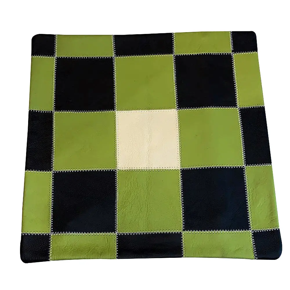 Cowhide Leather Patchwork Cushion Pillow Cover 1