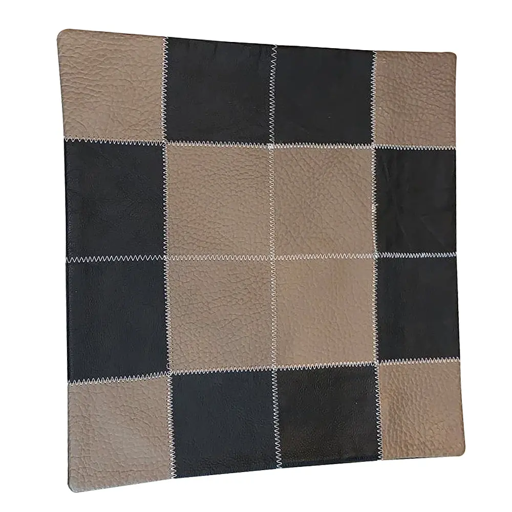 Cowhide Leather Patchwork Cushion Pillow Cover 1