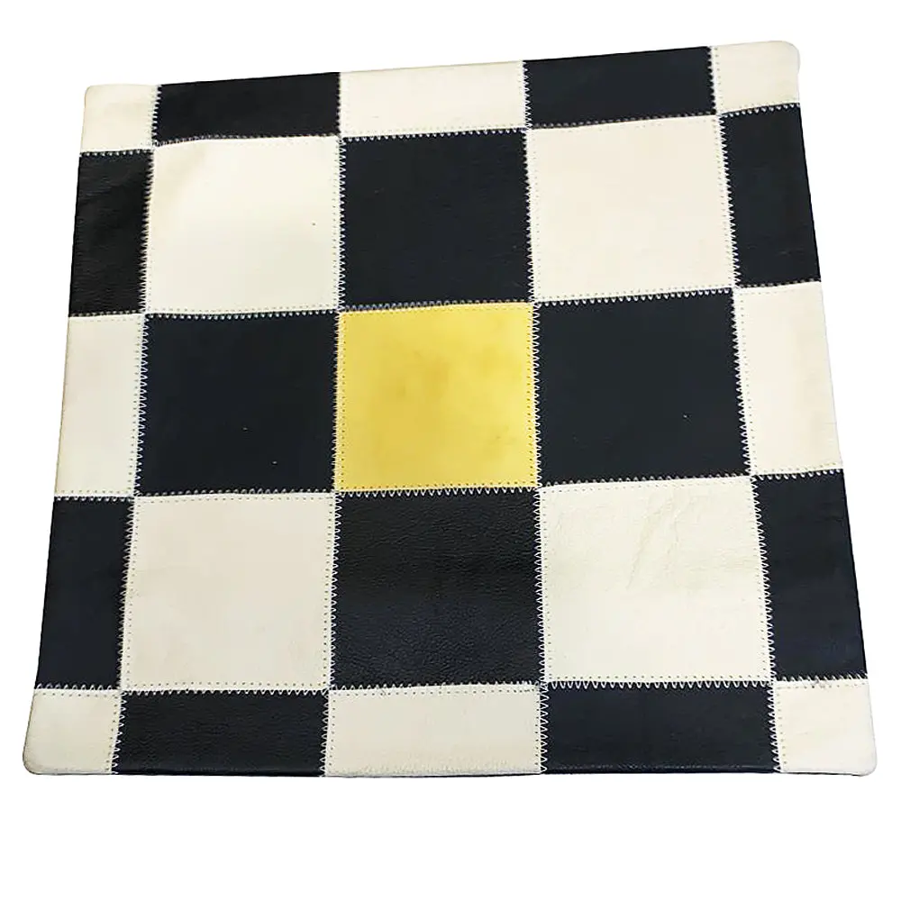 Cowhide Leather Patchwork Cushion Pillow Cover 1